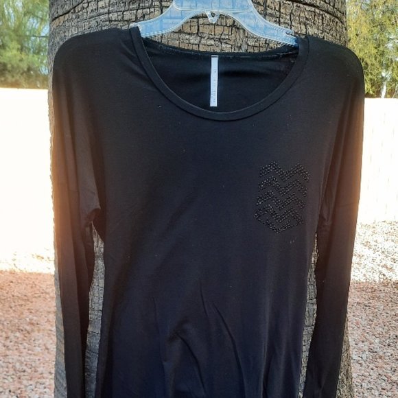 Black crystal embellished long sleeve top - Picture 1 of 1